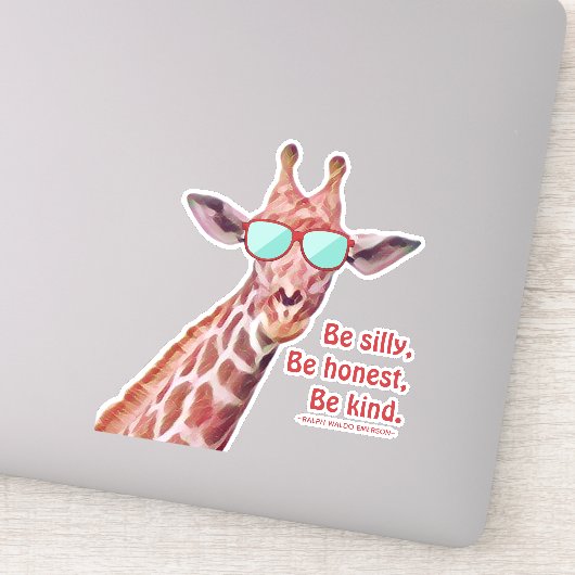 Wees Gekke Wees eerlijk Sind Emerson Quote Giraffe Sticker (Detail)
