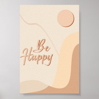 Wees Gelukkig Boho Citaat Neutrale Typografie Prin Poster