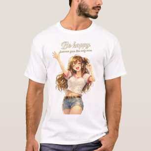 Wees Gelukkig Cute Anime Meisje T-Shirt