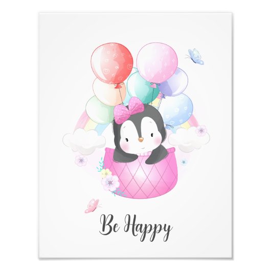 Wees Gelukkig Dieren Kinderkamer Muur Kunst Foto Afdruk (Voorkant)