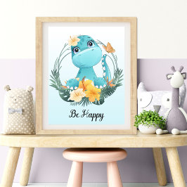Wees Gelukkig Dieren Kinderkamer Muur Kunst Foto Afdruk