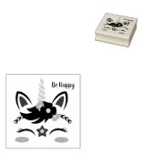Wees gelukkig eenhoorn rubberstempel (Gestempeld)