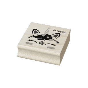 Wees Gelukkig Eenhoorn Rubberstempel