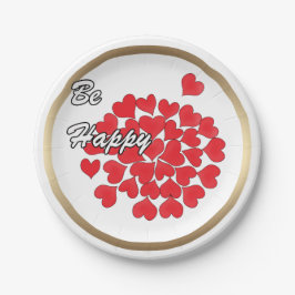 Wees gelukkig, elegant, liefde, rood hart papieren bordje