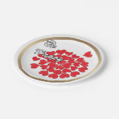 Wees gelukkig, elegant, liefde, rood hart papieren bordje (Gekanteld)