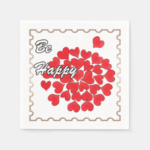 Wees gelukkig, elegant, liefde, rood hart servet