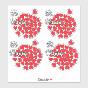 Wees gelukkig, elegant, liefde, rood hart sticker