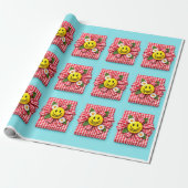 Wees Gelukkig Gingham Cadeauverpakking Cadeaupapier (Uitgerold)
