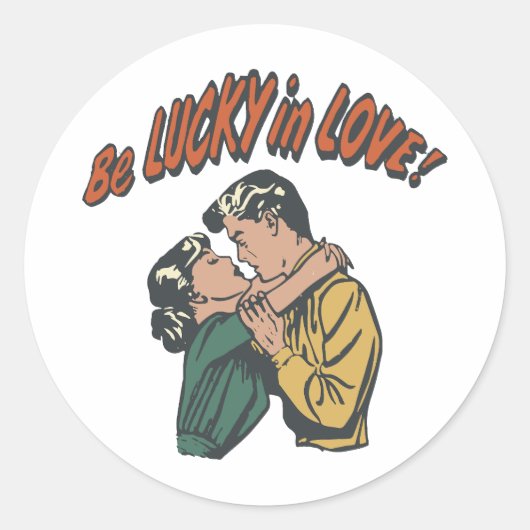Wees gelukkig in de liefde! ronde sticker (Voorkant)