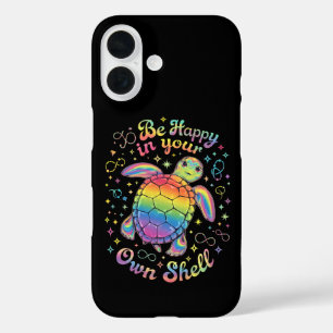 Wees Gelukkig In Je Eigen Schil Regenboog Schildpa iPhone 16 Hoesje