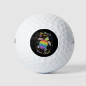 Wees gelukkig in je eigen Shell Rainbow Turtle aut Golfballen (Voorkant)