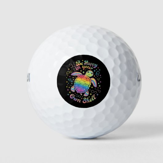 Wees gelukkig in je eigen Shell Rainbow Turtle aut Golfballen (Voorkant)