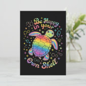 Wees gelukkig in je eigen Shell Rainbow Turtle aut Kaart (Staand voorkant)