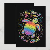 Wees gelukkig in je eigen Shell Rainbow Turtle aut Kaart (Voorkant / Achterkant)