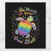 Wees gelukkig in je eigen Shell Rainbow Turtle aut Wijn Etiket (Enkel label)