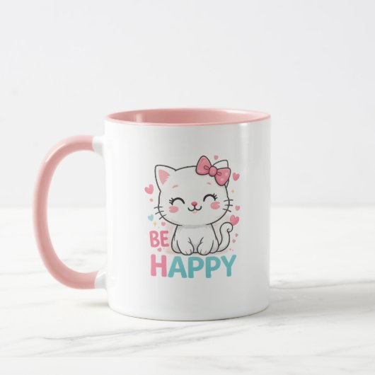 Wees Gelukkig Kat Kopje Mok (Links)