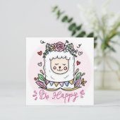 Wees Gelukkig Lama Feestdagenkaart (Staand voorkant)