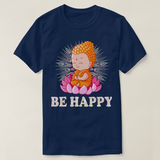 Wees gelukkig Little Buddha T-shirt (Design voorkant)