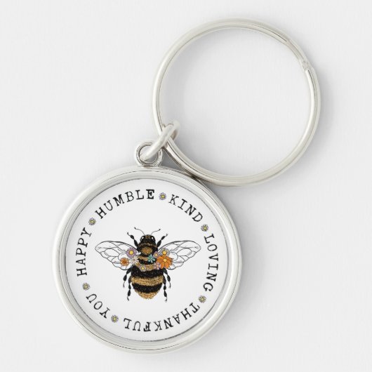 Wees gelukkig nederig, liefdevol en dankbaar sleutelhanger (Voorkant)