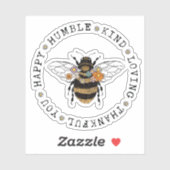 Wees gelukkig nederig Liefdevolle Dankjewel Contou Sticker (Vel)