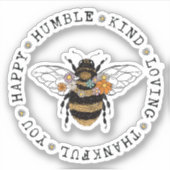 Wees gelukkig nederig Liefdevolle Dankjewel Contou Sticker (Voorkant)