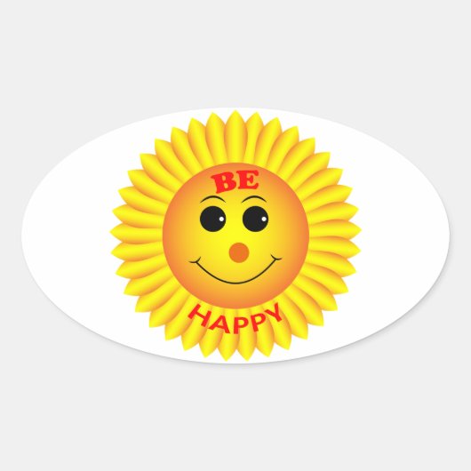 Wees Gelukkig Ovale Sticker (Voorkant)