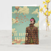 Wees Gelukkig| Surrealistische Kunst Kaart (Gele Bloem)