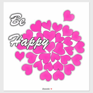 Wees gelukkig, typografie, wens, hart, bruiloft, l sticker