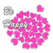 Wees gelukkig, typografie, wens, hart, bruiloft, l sticker (Voorkant)