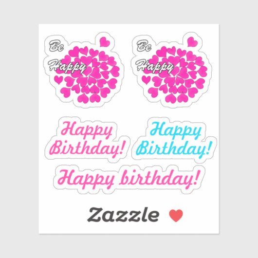 Wees gelukkig, typografie, wens, hart, bruiloft, l sticker (Vel)