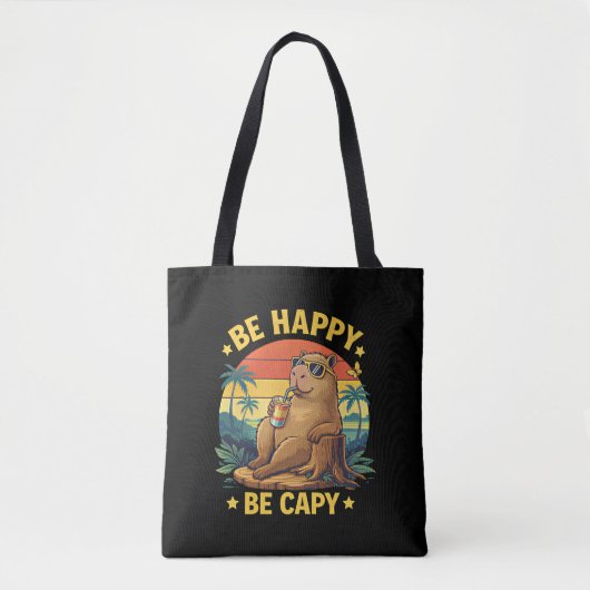 Wees Gelukkig Wees Capy Capybara Grappige Meme Tote Bag (Voorkant)