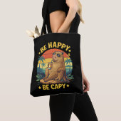 Wees Gelukkig Wees Capy Capybara Grappige Meme Tote Bag (Dichtbij)