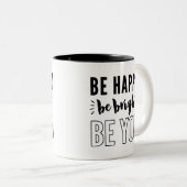 WEES GELUKKIG, WEES HELDER, WEES JIJ modern citaat Tweekleurige Koffiemok (Voorkant rechts)