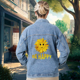 WEES GELUKKIG ZONNEBLOEM GEZICHT Denim jas Jacket