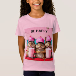Wees gelukkige wangzangers met aardbeien milkshake t-shirt