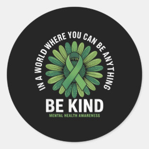 Wees gerust op een gezond verstand van groene zonn ronde sticker