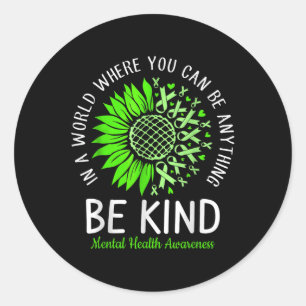 Wees gerust op een gezond verstand van groene zonn ronde sticker