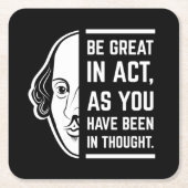 Wees geweldig in de act Shakespeare Thespian Quote Kartonnen Onderzetters (Voorkant)