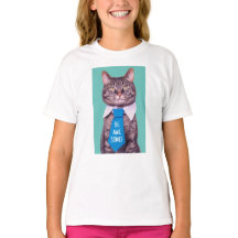 "WEES GEWELDIGE!" Cat in Blue Stropdas, Blauwgroen