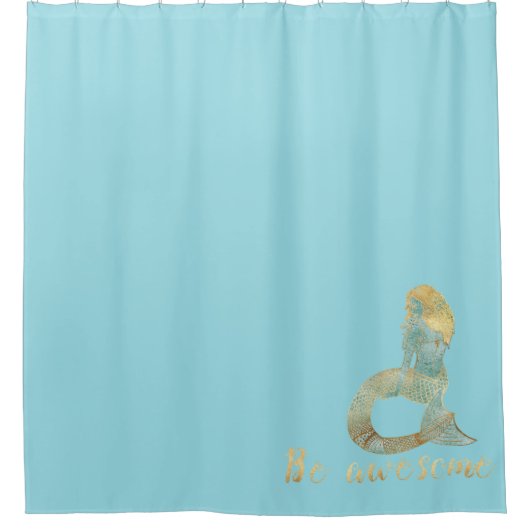 Wees Geweldige Gold Aqua Sparkle Zeemeermin Douchegordijn (Voorkant)