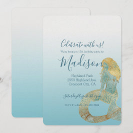 Wees Geweldige Gold Aqua Sparkle Zeemeermin Kaart