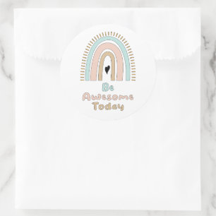 Wees geweldige vandaag de motivatie regenboog ronde sticker