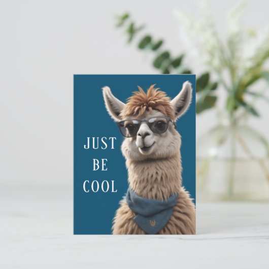 Wees gewoon Cool Smile Llama Funky Alpaca Zonnebri Briefkaart (Staand voorkant)