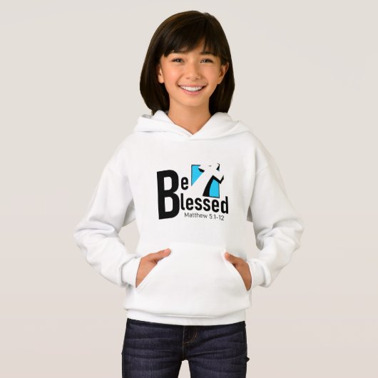 Wees gezegend met Cross & Schrift Meisjes Hoodie (Voorkant volledig)