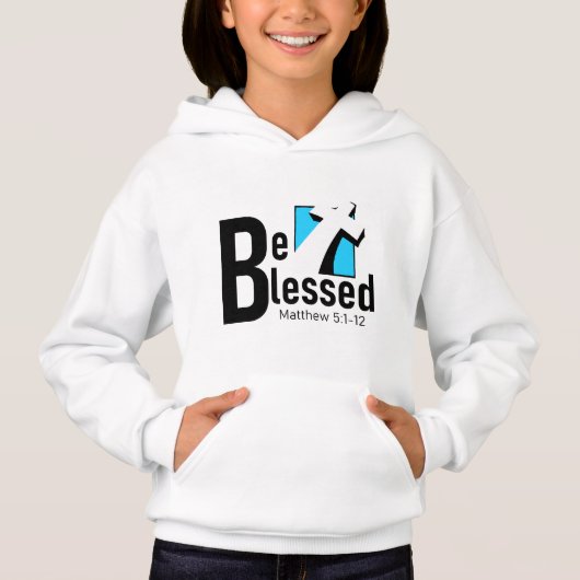 Wees gezegend met Cross & Schrift Meisjes Hoodie (Voorkant)