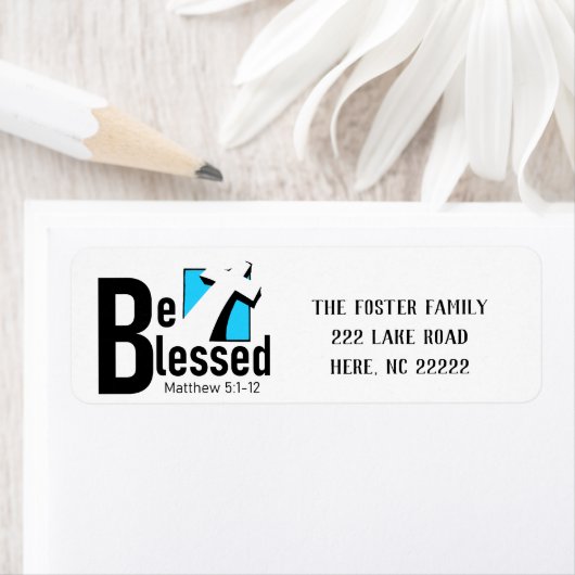 Wees gezegend met Cross & Scripture Adresetiketten Etiket (Insitu)