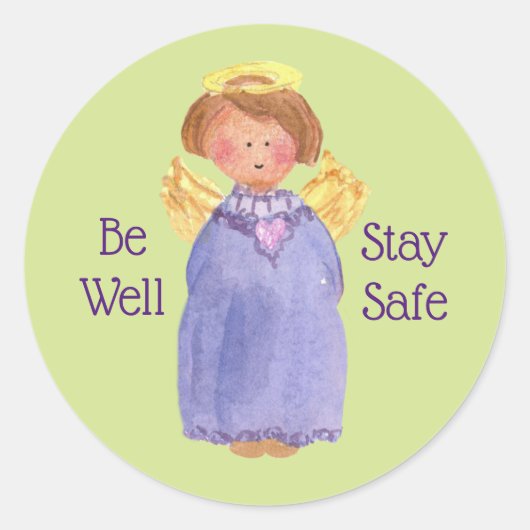 Wees goed blijf veilig engel vriendelijk positieve ronde sticker (Voorkant)