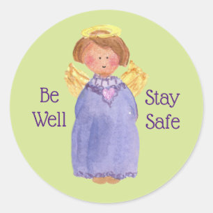 Wees goed blijf veilig engel vriendelijk positieve ronde sticker