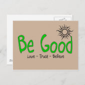 Wees goed logo Heldergroen w / Bruine rug Briefkaart (Voorkant / Achterkant)