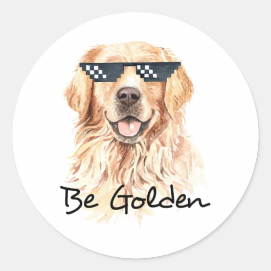 Wees Golden Retriever Ronde Sticker (Voorkant)